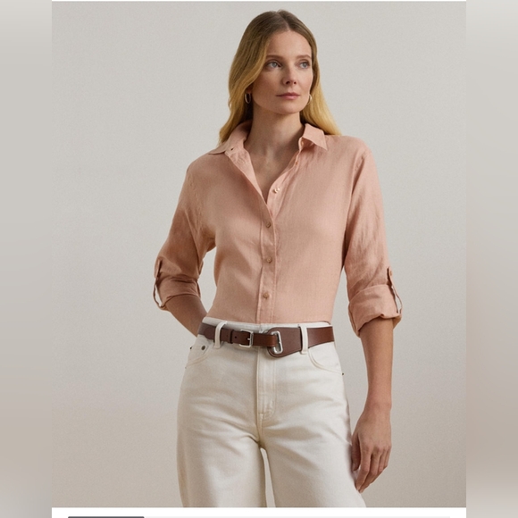 Ralph Lauren Tops - RALPH LAUREN WOMENS 100% LINEN TOP IN BLUSH SIZE XL NWT